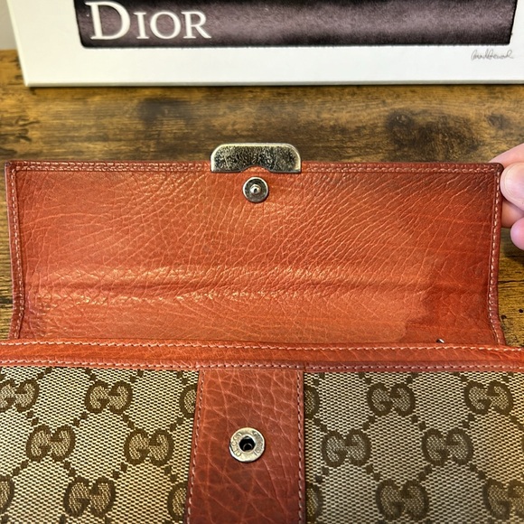 Gucci Long brown canvas and leather snap wallet - Picture 5 of 7